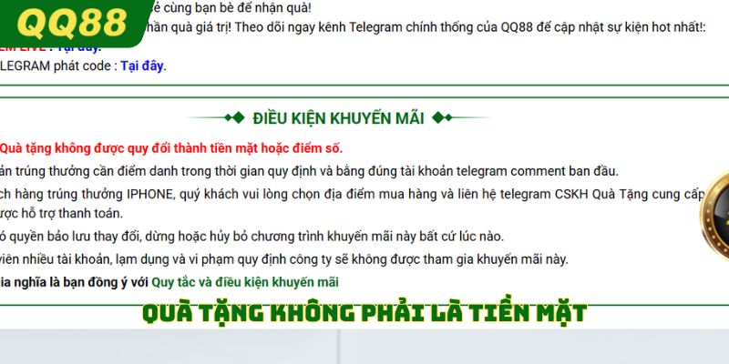 Quà tặng không phải là tiền mặt